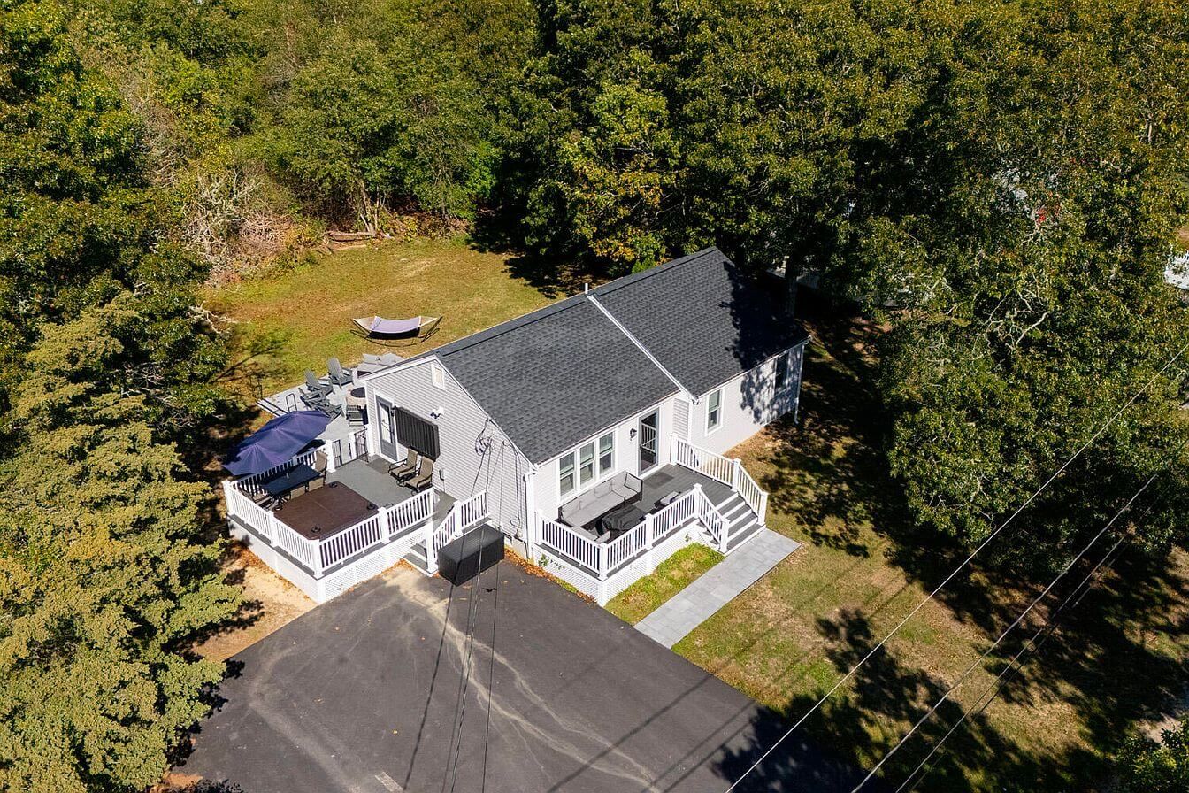 Aerial view of 9 Theroux Drive in Falmouth