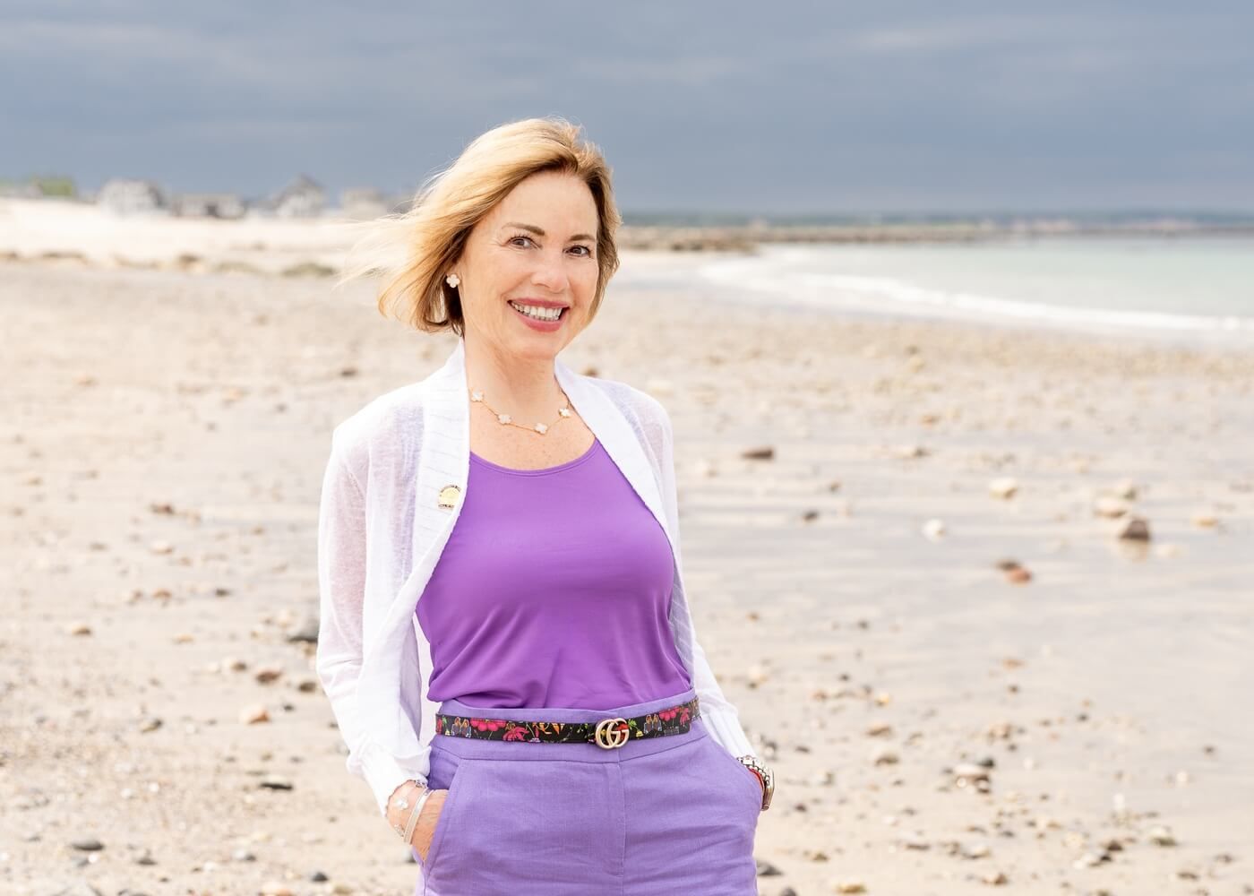 Lisa Parenteau on a Cape Cod beach